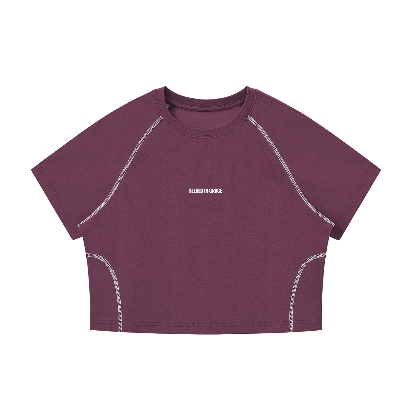 Contrast Stitch Raglan Crop T-Shirt