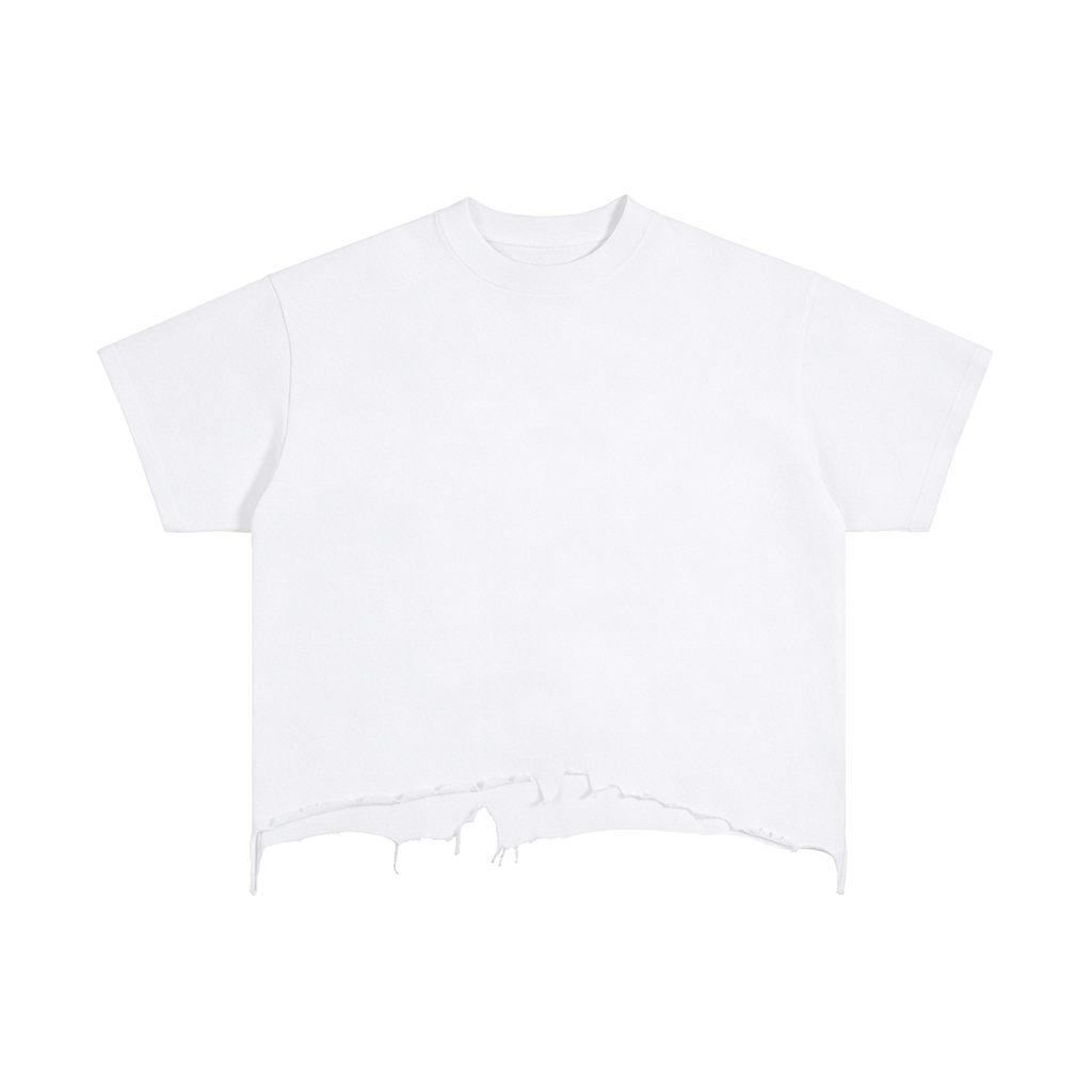 Vintage Wash Boxy Distressed Hem T-Shirt