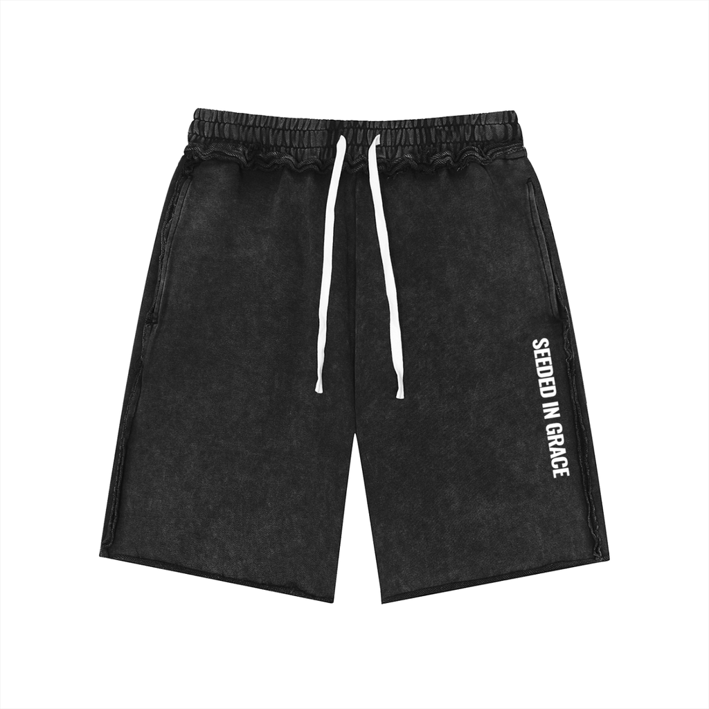 Mineral Wash Raw Edge Shorts