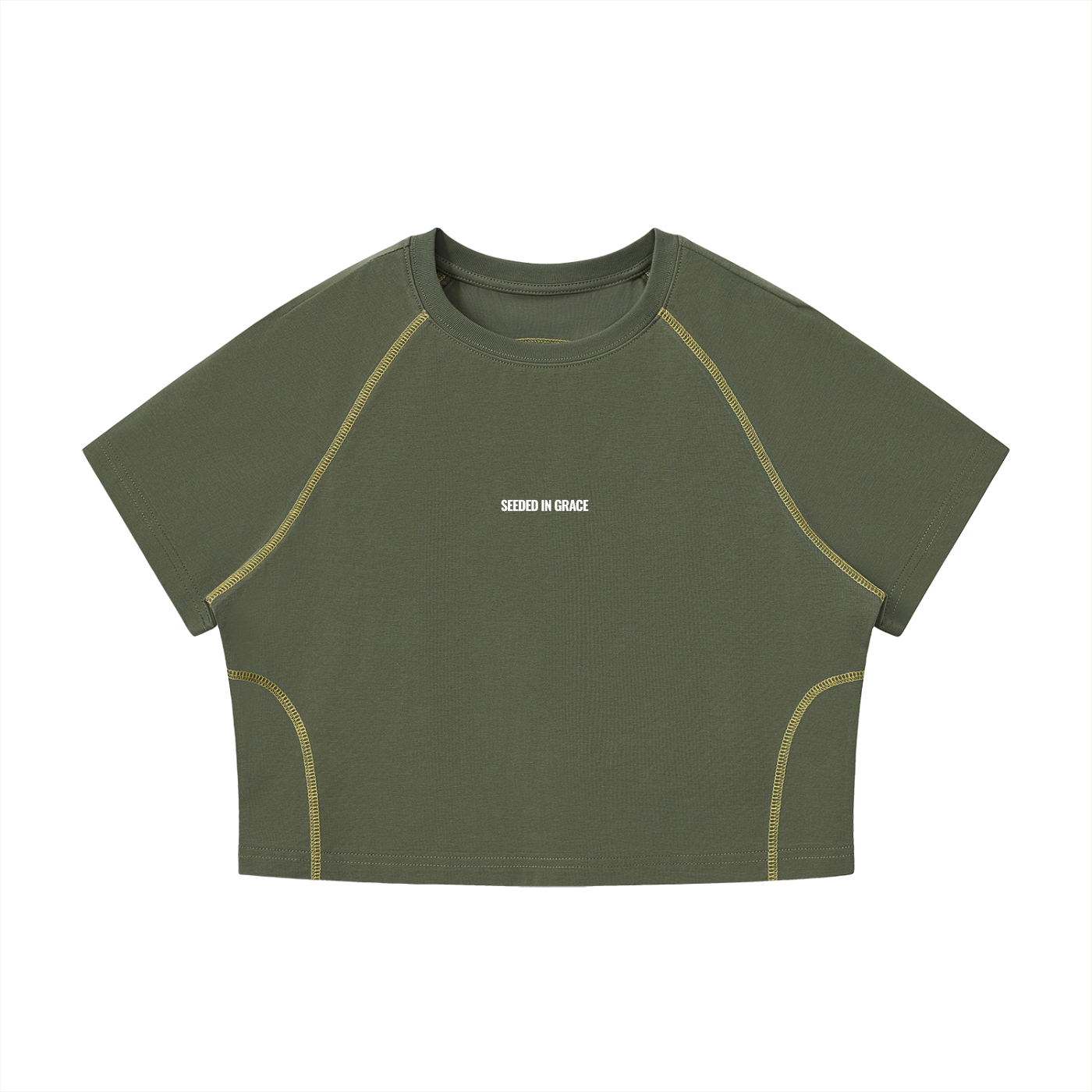 Contrast Stitch Raglan Crop T-Shirt